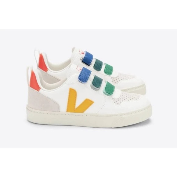 Veja Other - VEJA Unisex Kids V10 Leather Sneakers Toddler Size US 6 EUR 22‎ NEW box